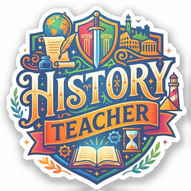 Sticker Cadeau pour professeur d'histoire vintage | Profes (Recto)