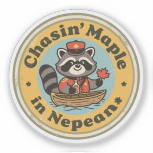 Sticker Cadeau Raton Laveur Vintage Nepean Ontario