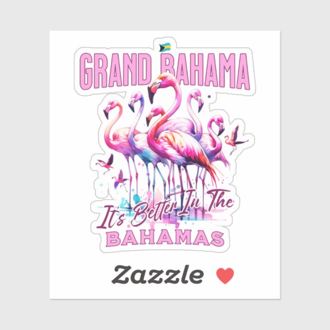 Sticker Cadeau souvenir Bahamas : Grand Bahama Flamant ros (Feuille)