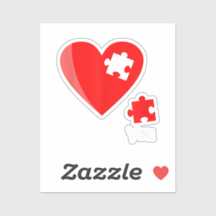 Sticker Cadeau T-shirt Saint-Valentin Puzzle à Coeur Pièce
