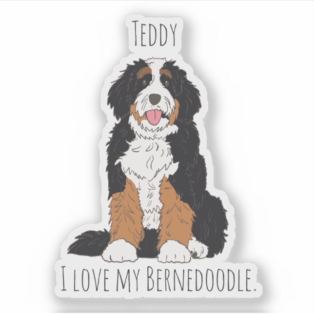 Sticker Cadeau unique pour maman de Bernedoodle : un chien (Devant)
