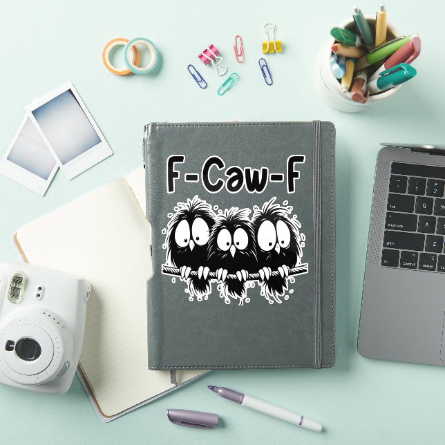 Sticker Cadeaux de citation d'oiseau drôle F-Caw-F  (Couverture iPad)