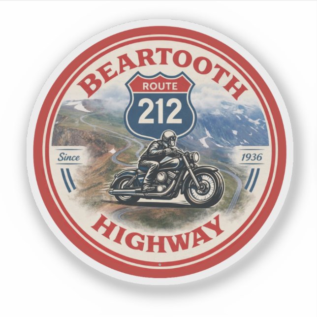 Sticker Cadeaux de moto Route 212 Beartooth Highway (Devant)