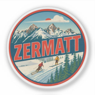 Sticker Cadeaux de nature de ski ZERMATT vintage Suisse