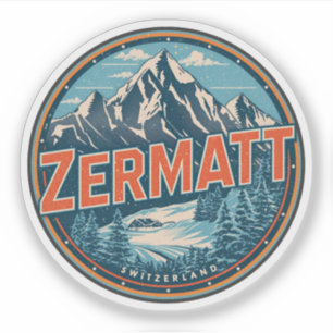 Sticker Cadeaux de nature de ski ZERMATT vintage Suisse