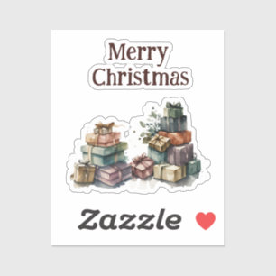 Sticker Cadeaux de Noël à l'aquarelle