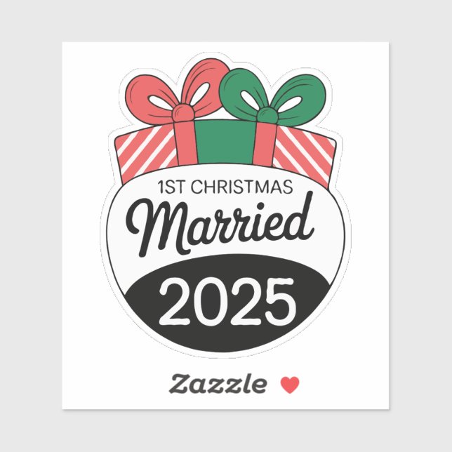 Sticker Cadeaux de Noël modernes | 1er Noël de mariage (Feuille)