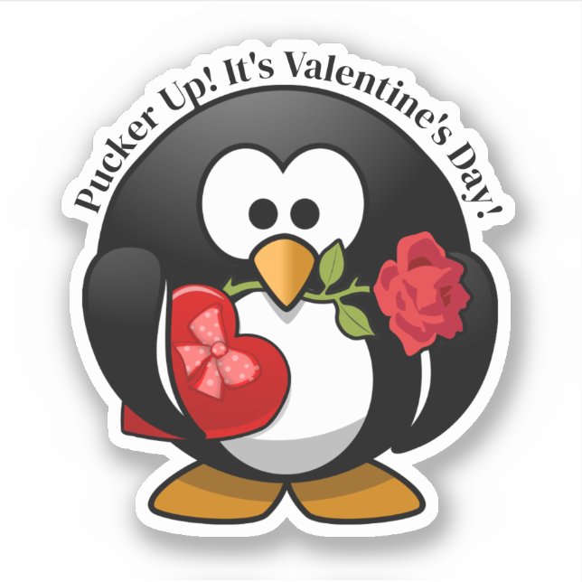 Sticker Cadeaux de pingouin pour la Saint-Valentin (Devant)