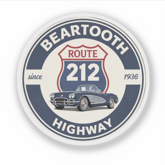 Sticker Cadeaux de voiture classique Route 212 Beartooth H (Devant)