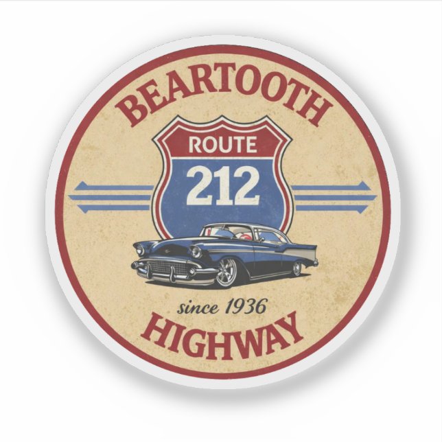 Sticker Cadeaux de voiture classique Route 212 Beartooth H (Devant)