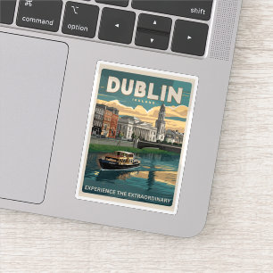 Sticker Cadeaux de voyage de la ville vintage de Dublin, R