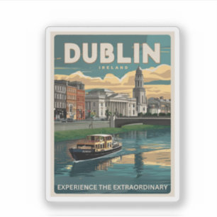Sticker Cadeaux de voyage pour la ville de Dublin vintage,