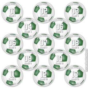 Sticker cadeaux d'équipe de football vert pour 13 joueurs