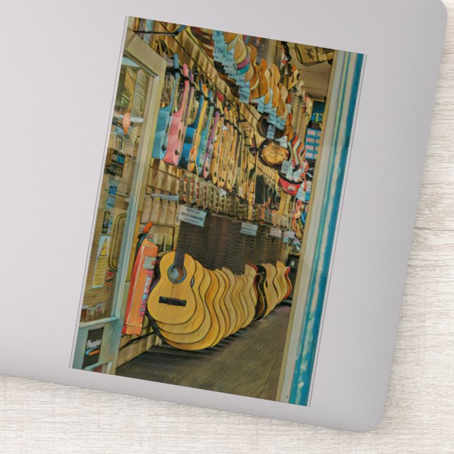 Sticker Cadeaux guitaristes cool (Détail)