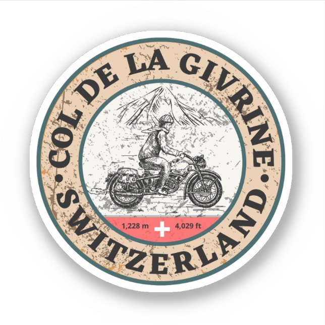 Sticker Cadeaux moto Col de la Givrine swiss-alps (Devant)