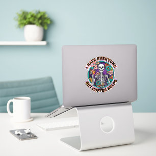 Sticker Cadeaux pour amateurs de café Je déteste tout le m