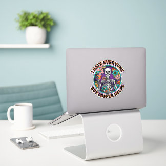 Sticker Cadeaux pour amateurs de café Je déteste tout le m