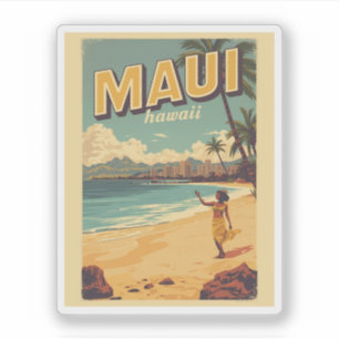 Sticker Cadeaux souvenirs de plage tropicale vintage Maui
