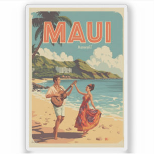 Sticker Cadeaux souvenirs de plage tropicale vintage Maui