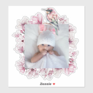 Sticker Cadran d'oiseau et de fleurs personnalisé pour ajo