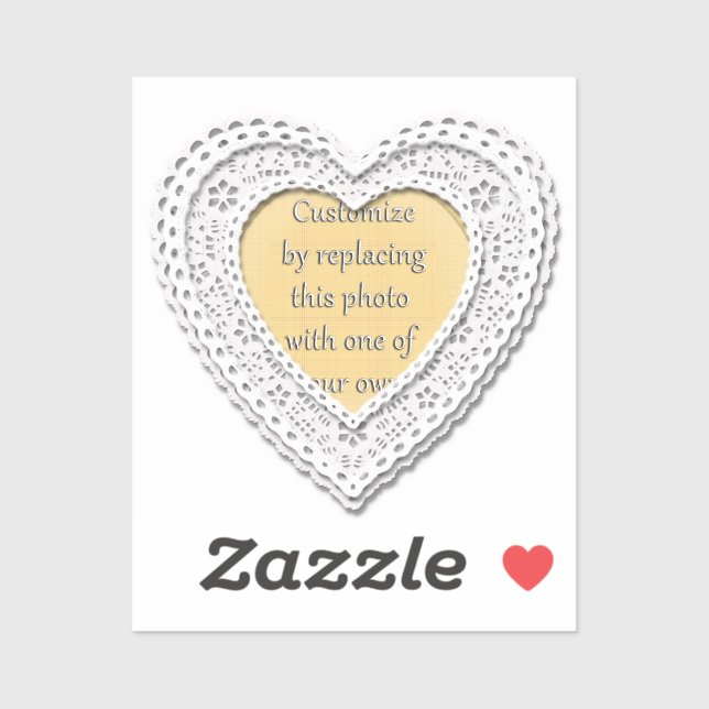 Sticker Cadre cardiaque blanc lacé Saint-Valentin (Feuille)