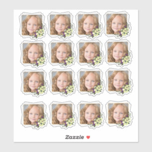 Sticker Cadre Carré doré avec fleurs sur mesure Photo