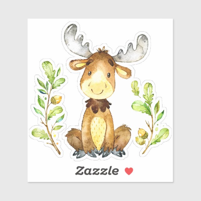 Sticker Cadre de brunes vert orignal pour bébé mignon (Feuille)