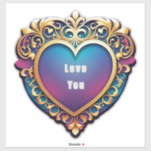 Sticker Cadre doré élégant avec motif de cœur orné