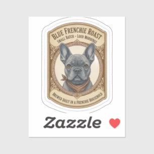 Sticker Café Blue Frenchie Roast Vintage Bouledogue França