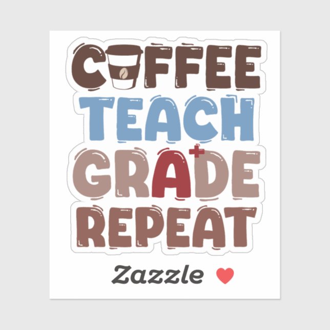 Sticker Café. Enseigner. Noter. Répéter (Feuille)