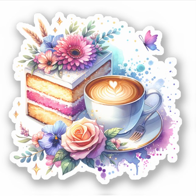 Sticker Café et gâteau | Anniversaire du meilleur ami (Devant)