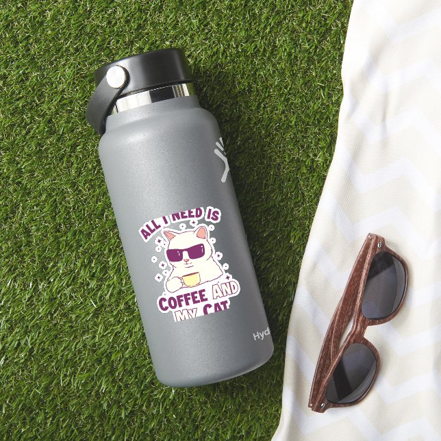 Sticker Café et mon chat Chat Papa Chat Maman Amoureux de  (HydroFlask Insitu)