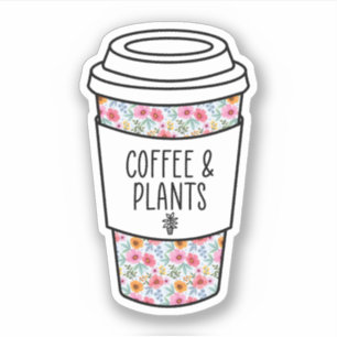 Sticker Café et Plante, Dame Plante, Cadeau de jardinage