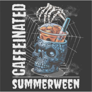 Sticker Café glacé crâne caféiné Goth Summerween