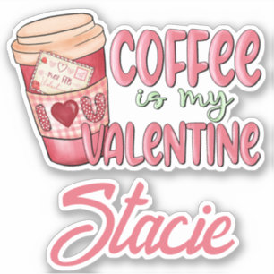 Sticker Café Rouge Rose Mon Valentin Nom