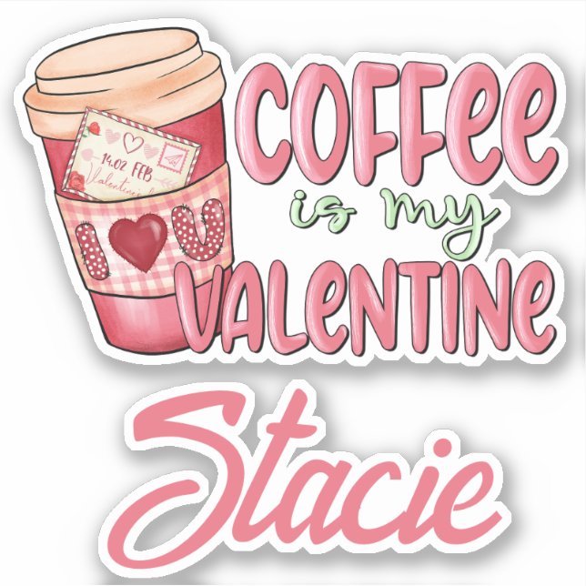 Sticker Café Rouge Rose Mon Valentin Nom (Devant)
