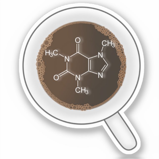 Sticker Caféine, Formule Moléculaire - Buvez du Café   (Recto)