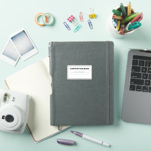 Sticker Cahier de composition noir et blanc Rectangle arro