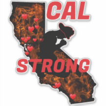 CAL FIRE STRONG Red Blk CA Solid Heart