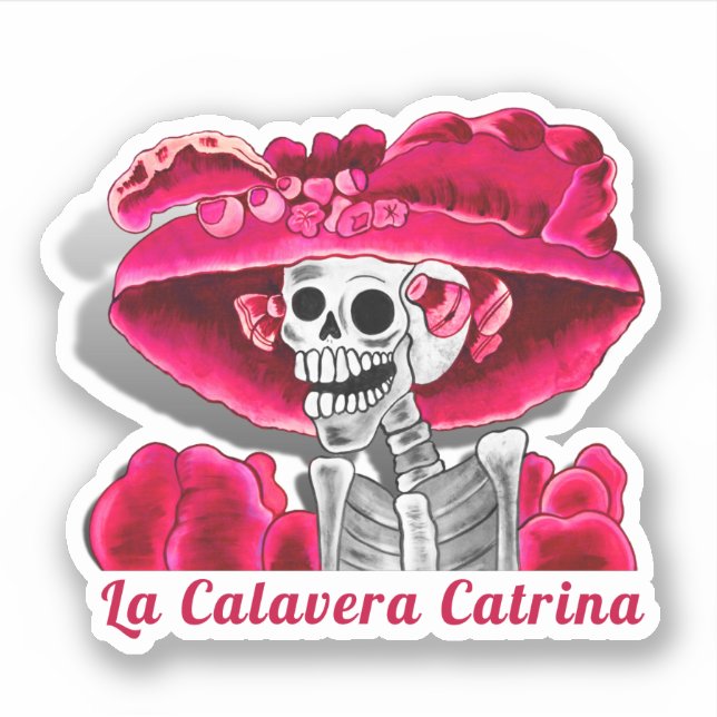 Sticker Calavera Red Dia De Los Muertos (Devant)