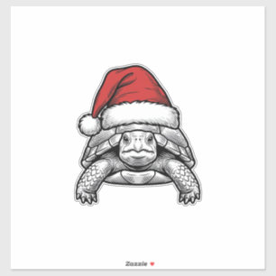 Sticker Calèche de Noël Tortue Chapeau de Père Noël Gravur
