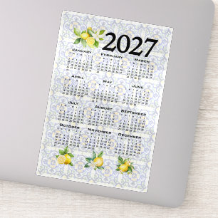 Sticker Calendrier 2027 Citrons Tuiles Méditerranéennes It
