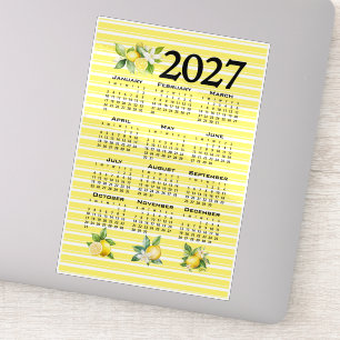 Sticker Calendrier 2027 de style italien Citrons Rayures J