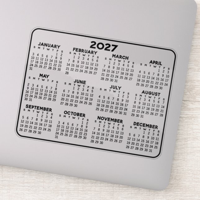 Sticker Calendrier 2027 - mini calendrier noir et blanc (Détail)