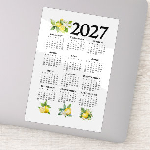 Sticker Calendrier 2027 style italien citrons blancs