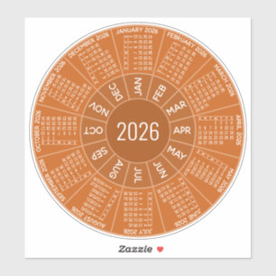 Sticker Calendrier circulaire 2026 - Nuances modernes - Te