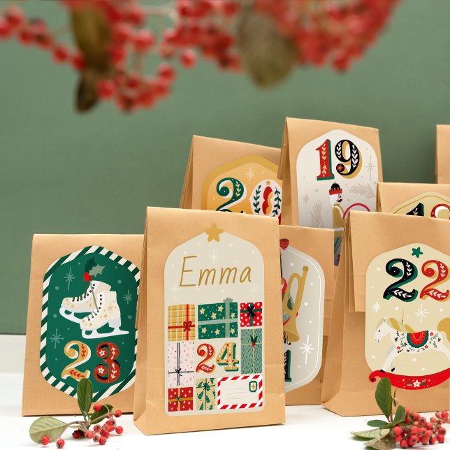 Sticker Calendrier de do-it-yourself'Avent - Jouets de Noë (Personalized Advent Calendar stickers to make your craft project.)