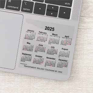 Sticker Calendrier des fêtes transparentes 2025 par Janz