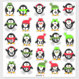 Sticker Calendrier des pingouins de Noël