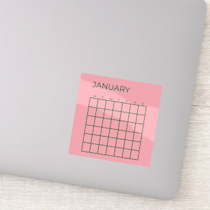 Sticker Calendrier d'organisation non daté rose vert
